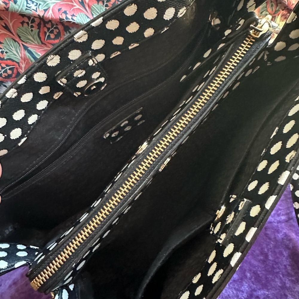 Kate Spade Laurel Way Black White Polka Dot Evangelie satchel purse - Picture 8 of 9